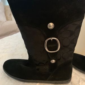 Coach Meyer Signature Black Suede Boots 
